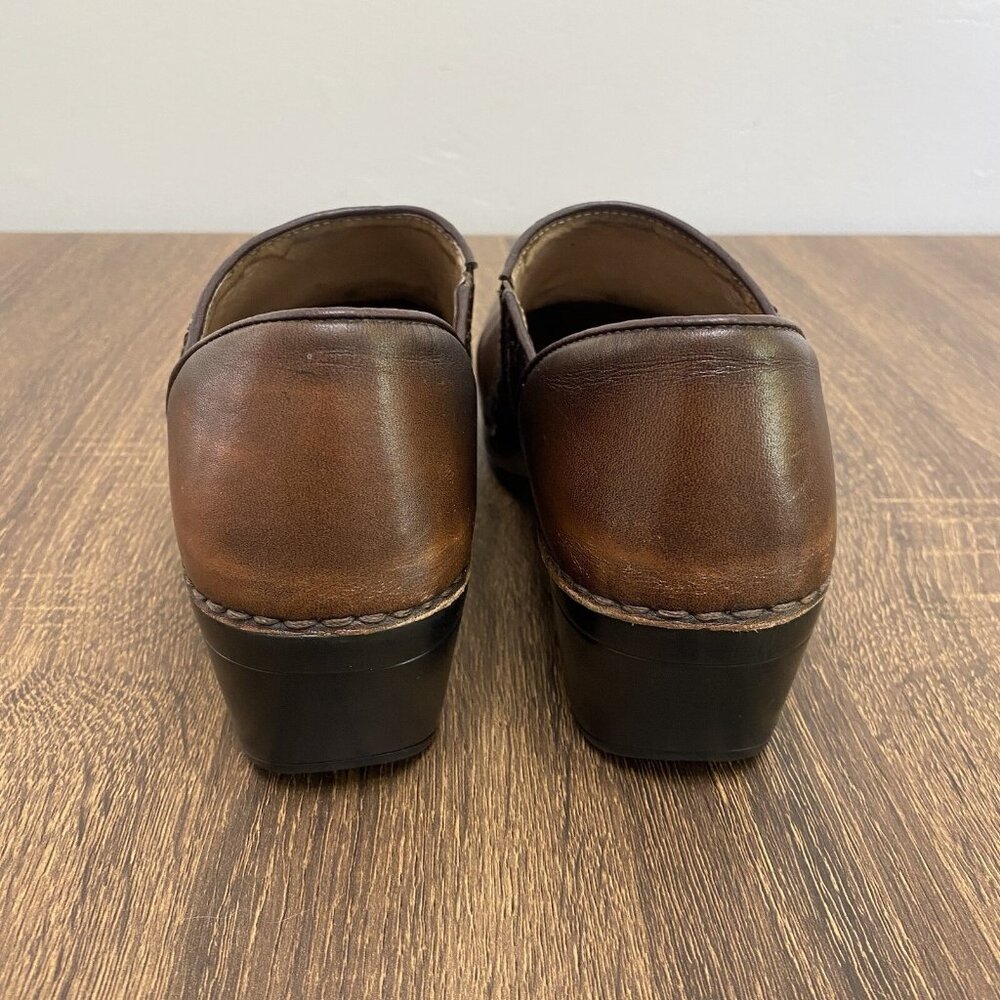 Dansko Clogs Womens 38 Siena Brown Leather Slip On Block Heel Comfort Shoes - Picture 4 of 11